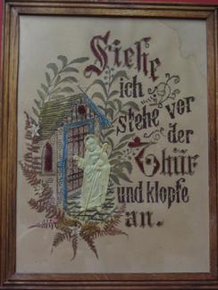 Framed Embroidery In German "See I Stand Before Your Door And I Knock" 2008497-0000